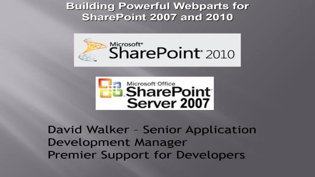 Building Powerful WebParts with SharePoint 2007 and 2010 and easily support both versions! - Houston TechFest 2010 - 10/09/2010