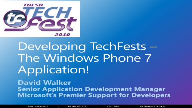 Developing TechFests - The Windows Phone 7 Application!