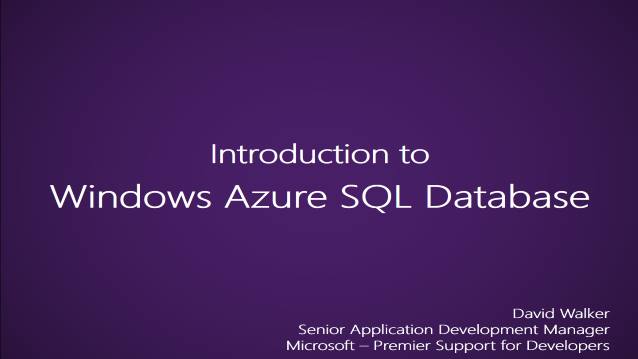 Introduction to Windows Azure SQL Database