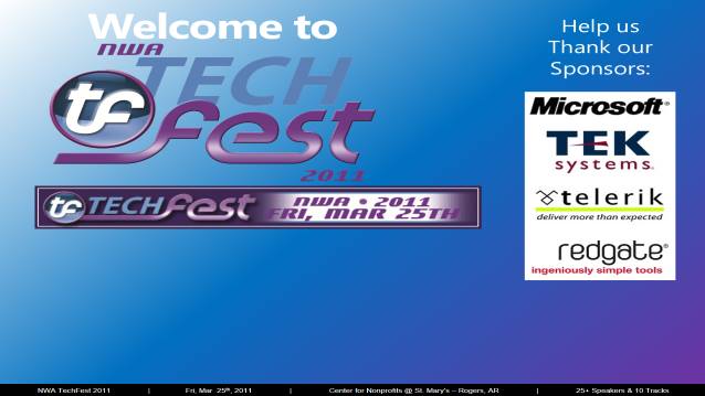 Welcome/Announcements/Prize Drawing/Closing! - NWA TechFest 2011 - 03/25/2011